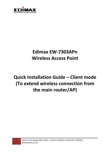 How to setup EW-7303APn to extend wireless connection ... - Edimax