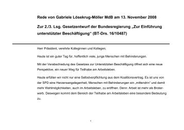 Rede im Deutschen Bundestag zum Thema UnterstÃ¼tzte ...