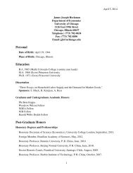 Curriculum Vitae - Professor James J. Heckman - University of ...