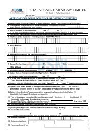 Application form for bsnl broadband service - Calcutta Telephones