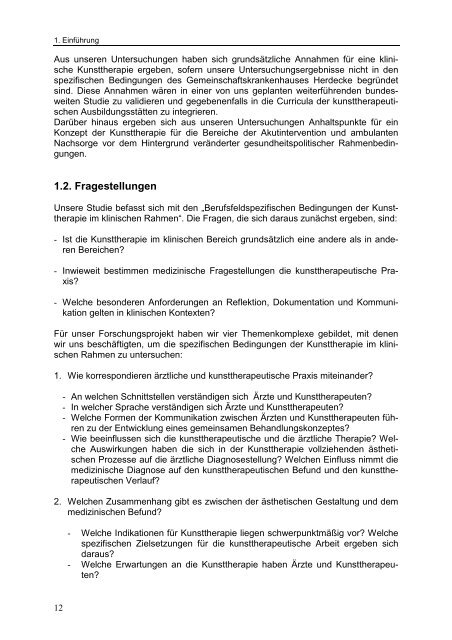 Abschlussbericht als PDF - Institut fÃ¼r Kunsttherapie und Forschung