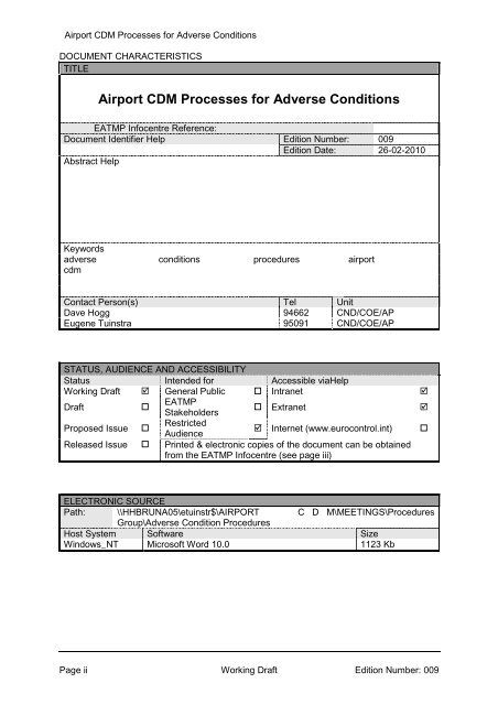 Airport CDM Processes for Adverse Conditions