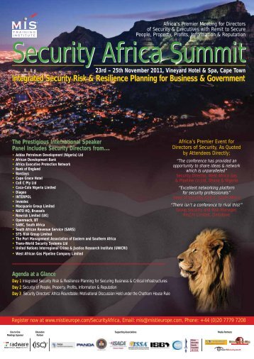 Security Africa Summit 23rd – 25th November 2011 - MIS Training