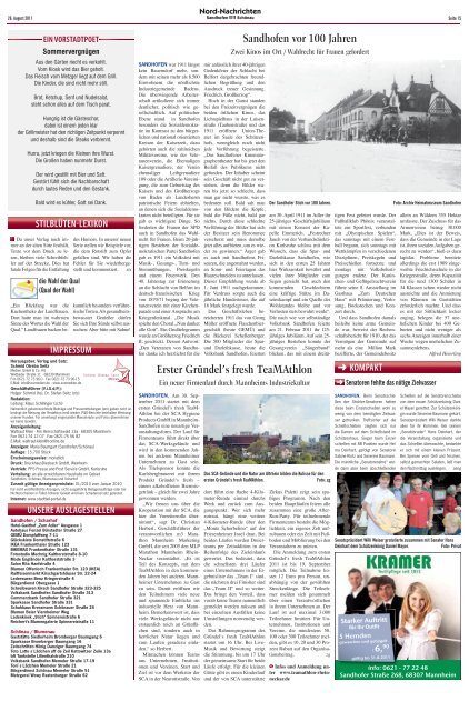 Nord-Nachrichten Ausgabe 8 2011 ... - Stadtteil-Portal Mannheim
