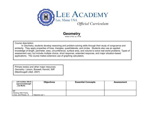 Geometry - Lee Academy