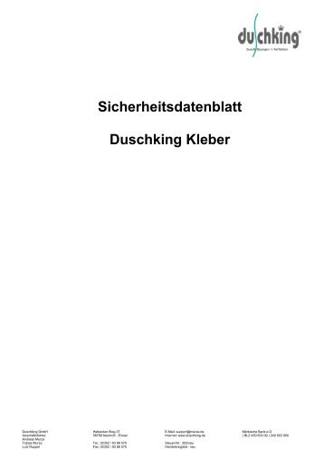 Sicherheitsdatenblatt Duschking Kleber