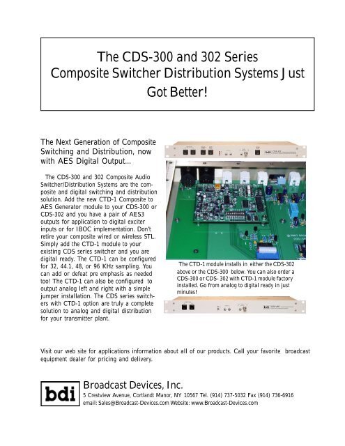 The CDS-300 and 302 Series Composite Switcher Distribution ...