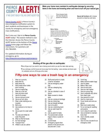 Fifty-one ways to use a trash bag in an emergency - Pierce County ...