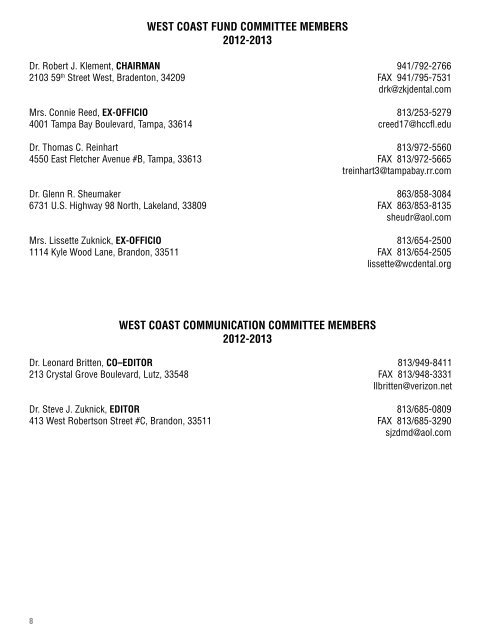 2012-2013 WCDDA Leadership Directory - West Coast Dental ...