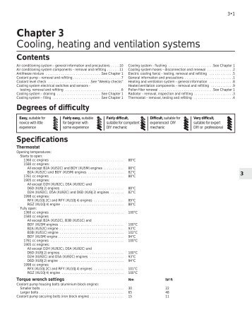 Chapter 3 Cooling, heating and ventilation systems