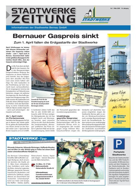 Bernauer Gaspreis sinkt - Stadtwerke Bernau