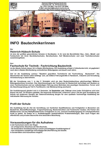 INFO Bautechniker/innen - Heinrich HÃ¼bsch Schule