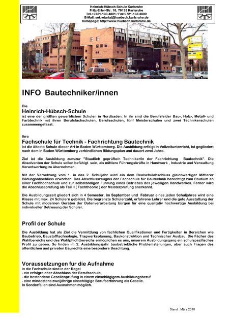 INFO Bautechniker/innen - Heinrich HÃ¼bsch Schule