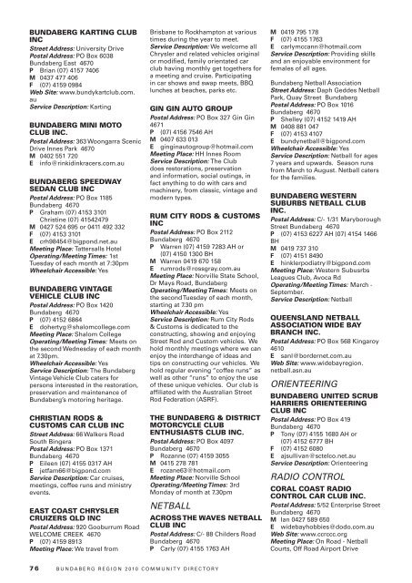 community directory - Bundaberg Regional Council