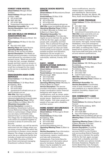 community directory - Bundaberg Regional Council
