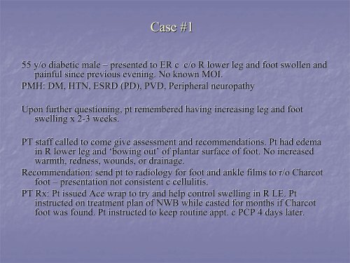 Acute Clinical Presentation of Charcot Arthropathy