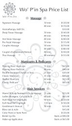 Wo' P'in Spa Price List - Buffalo Thunder Resort & Casino