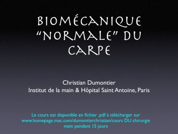Biomecanique normale du carpe Ch. Dumontier - ClubOrtho.fr