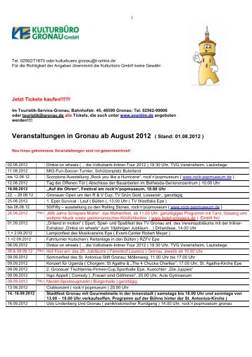 Veranstaltungen in Gronau ab August 2012 - Stadtwerke Gronau ...