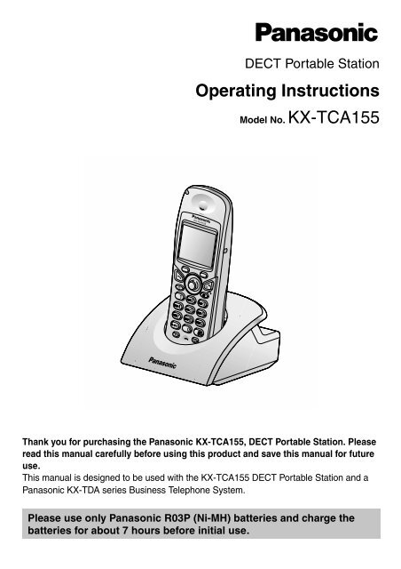 Panasonic KX-TCA155 User Guide