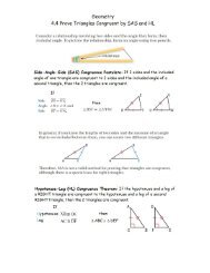 Geometry 4.4 Prove Triangles Congruent by SAS and HL