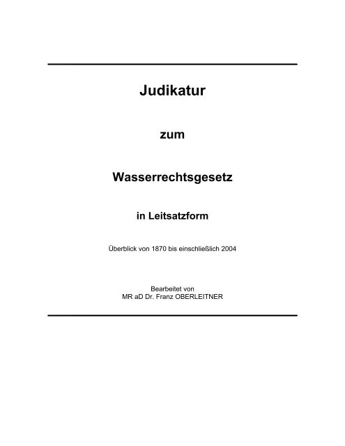 Judikatur - Institut fÃ¼r Wasserbau und Ingenieurhydrologie | TU Wien