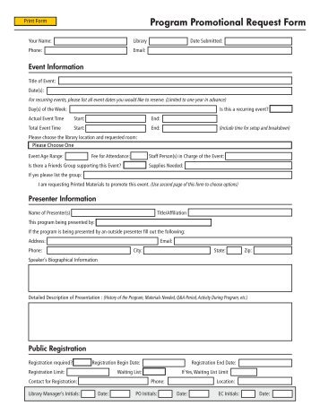 Promotional Request Form