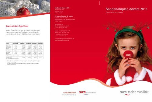 Sonderfahrplan Advent 2011 - Stadtwerke Neuss