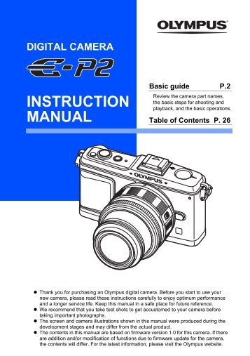 E-P2 Instruction Manual - Olympus America