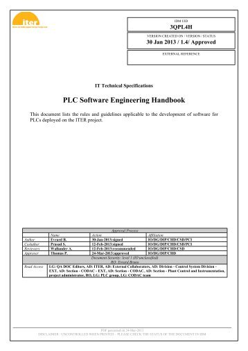 PLC Software Engineering Handbook - Iter