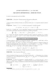 equazioni differenziali / esercizi svolti - Corso di Studi in Matematica