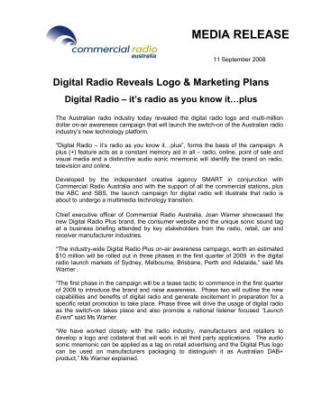 MEDIA RELEASE - Digital Radio Plus