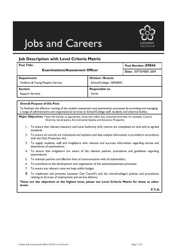 E9044 Examinations/Assessment Officer - Rushey Mead School