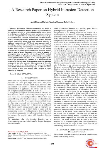 network intrusion detection research paper network intrusion detection research paper