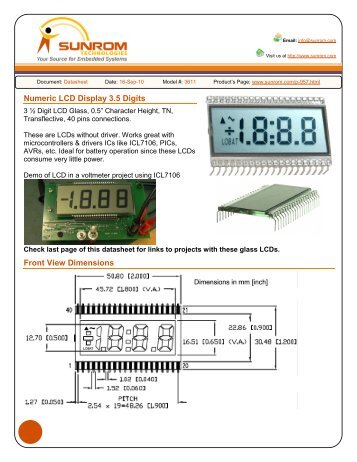 Numeric LCD Display 3.5 Digits Front View Dimensions - Sunrom ...