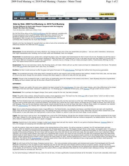 Motor Trend - 2009 Mustang GT/CS