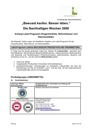 â€žBewusst kaufen. Besser leben.â€œ Die Nachhaltigen Wochen 2009