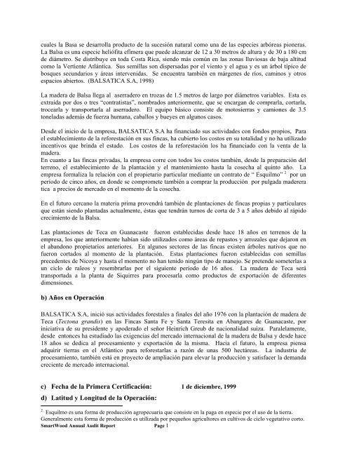 Resumen Publico de CertificaciÃ³n de Balsatica, S.A. - Rainforest ...