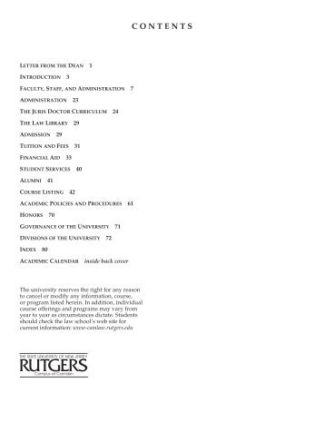 Rutgers University School of Law-Camden - Catalogs - Rutgers, The ...