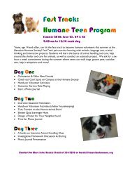 Fast Track: Humane Teen Program - Hawaiian Humane Society