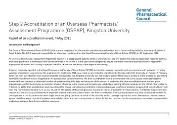 Step 2 Accreditation 2010/11 - General Pharmaceutical Council