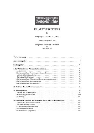 Inhaltsverzeichnis der Jahrgänge 1953-2005 - Oldenbourg Verlag