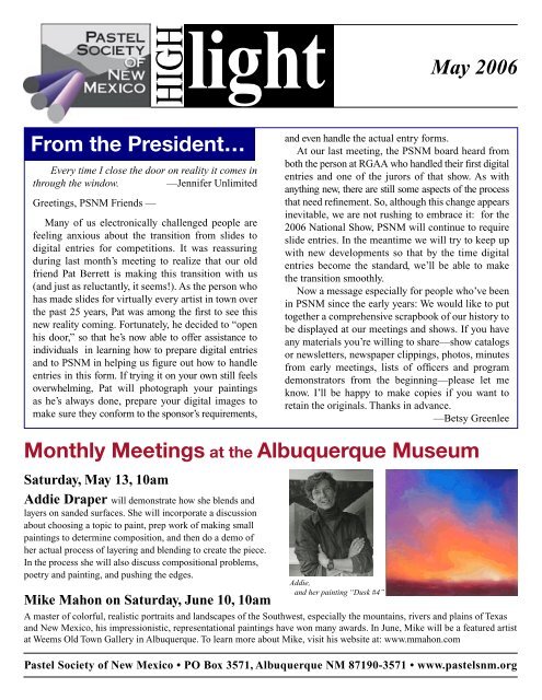 May 2006 Highlight - Pastel Society of New Mexico