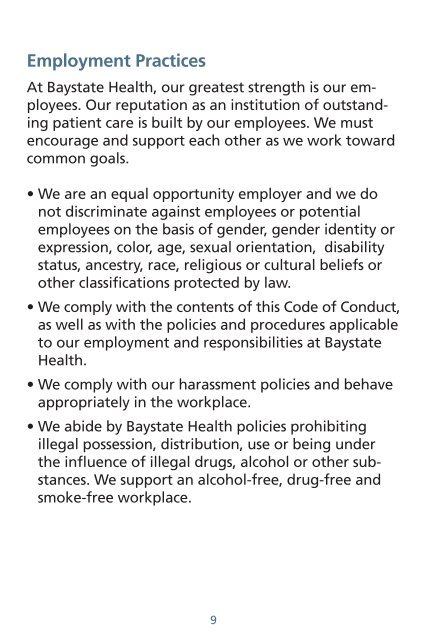 Corporate Compliance Code of Conduct - Baystate Health