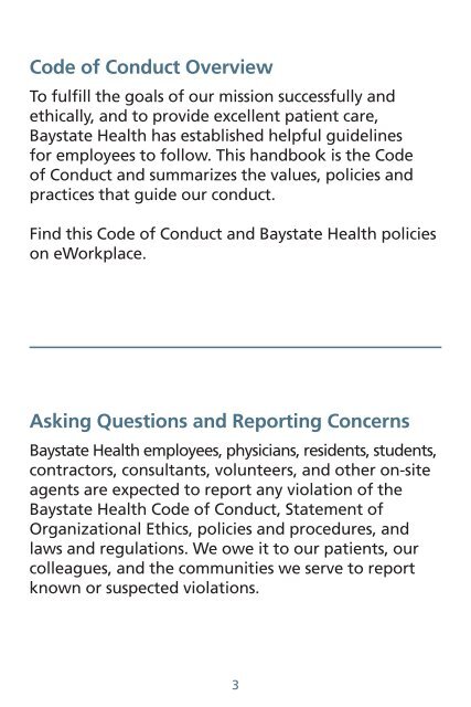 Corporate Compliance Code of Conduct - Baystate Health