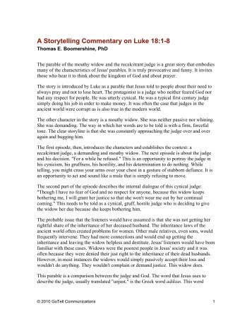 A Storytelling Commentary on Luke 18:1-8 - GoTell Communications