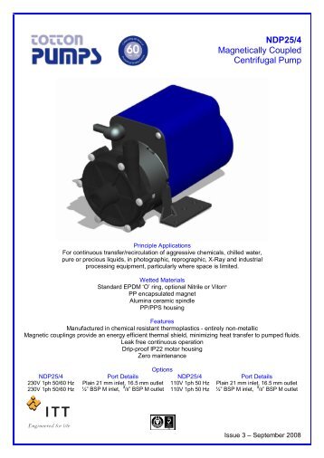 NDP25/4 Magnetically Coupled Centrifugal Pump