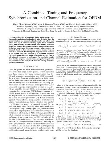 A combined timing and frequency synchronization and ... - IEEE Xplore