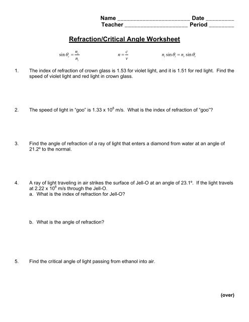 how to find critical angle