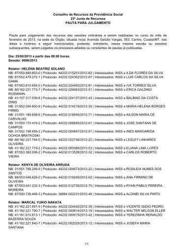 Pauta de julgamento nÂº 006 e 007 E-Recurso - MinistÃ©rio da ...